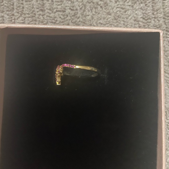 Gold and pink bow ring size 6 - Picture 2 of 5